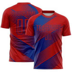 Custom Red Royal Line Sublimation Soccer Uniform Jersey