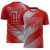 Custom Red Gray Line Sublimation Soccer Uniform Jersey